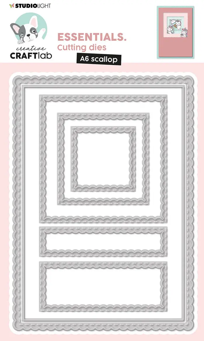 STUDIOLIGHT STUDIOLIGHT CREATIVE CRAFTLAB ESSENTIALS A6 SCALLOPED SQUARE DIE SET