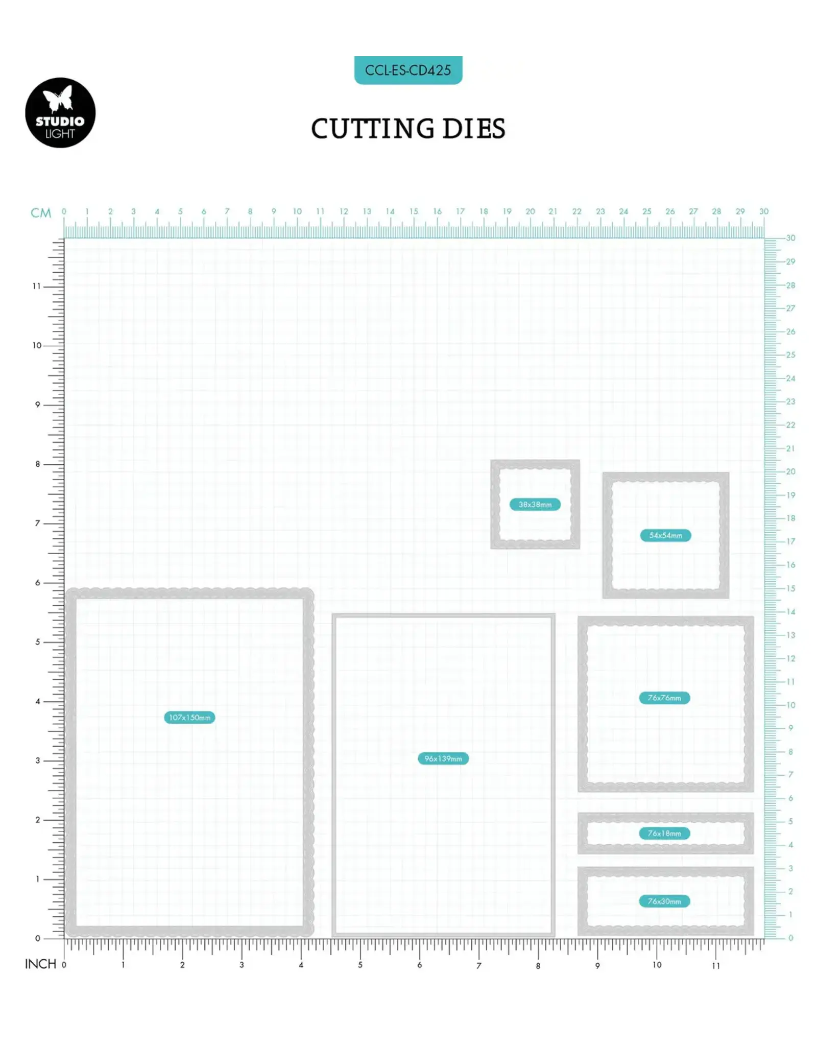 STUDIOLIGHT STUDIOLIGHT CREATIVE CRAFTLAB ESSENTIALS A6 SCALLOPED SQUARE DIE SET