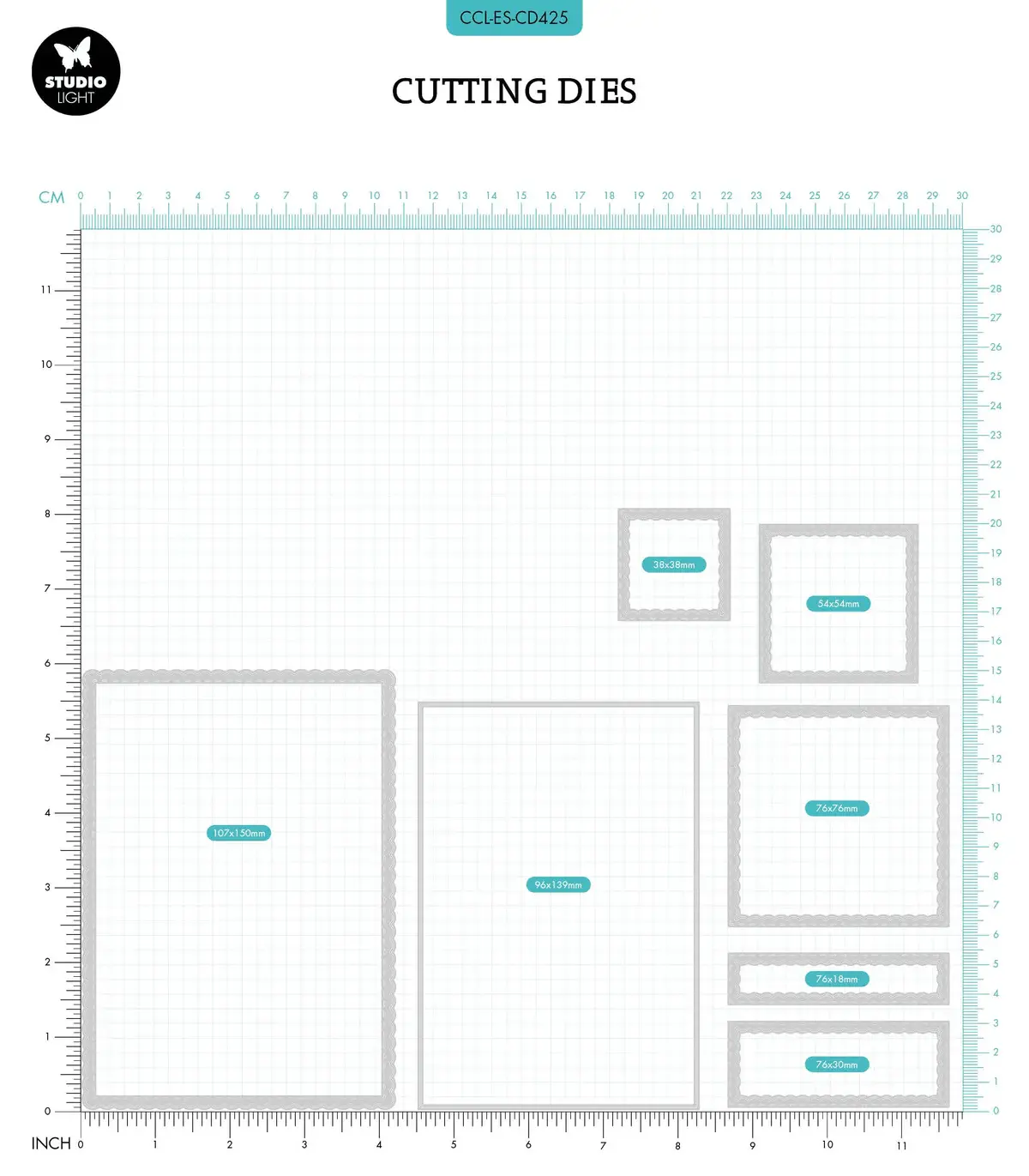 STUDIOLIGHT STUDIOLIGHT CREATIVE CRAFTLAB ESSENTIALS A6 SCALLOPED SQUARE DIE SET