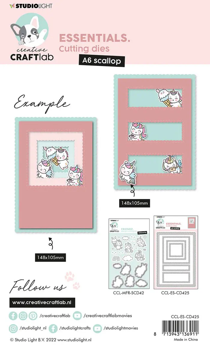 STUDIOLIGHT STUDIOLIGHT CREATIVE CRAFTLAB ESSENTIALS A6 SCALLOPED SQUARE DIE SET
