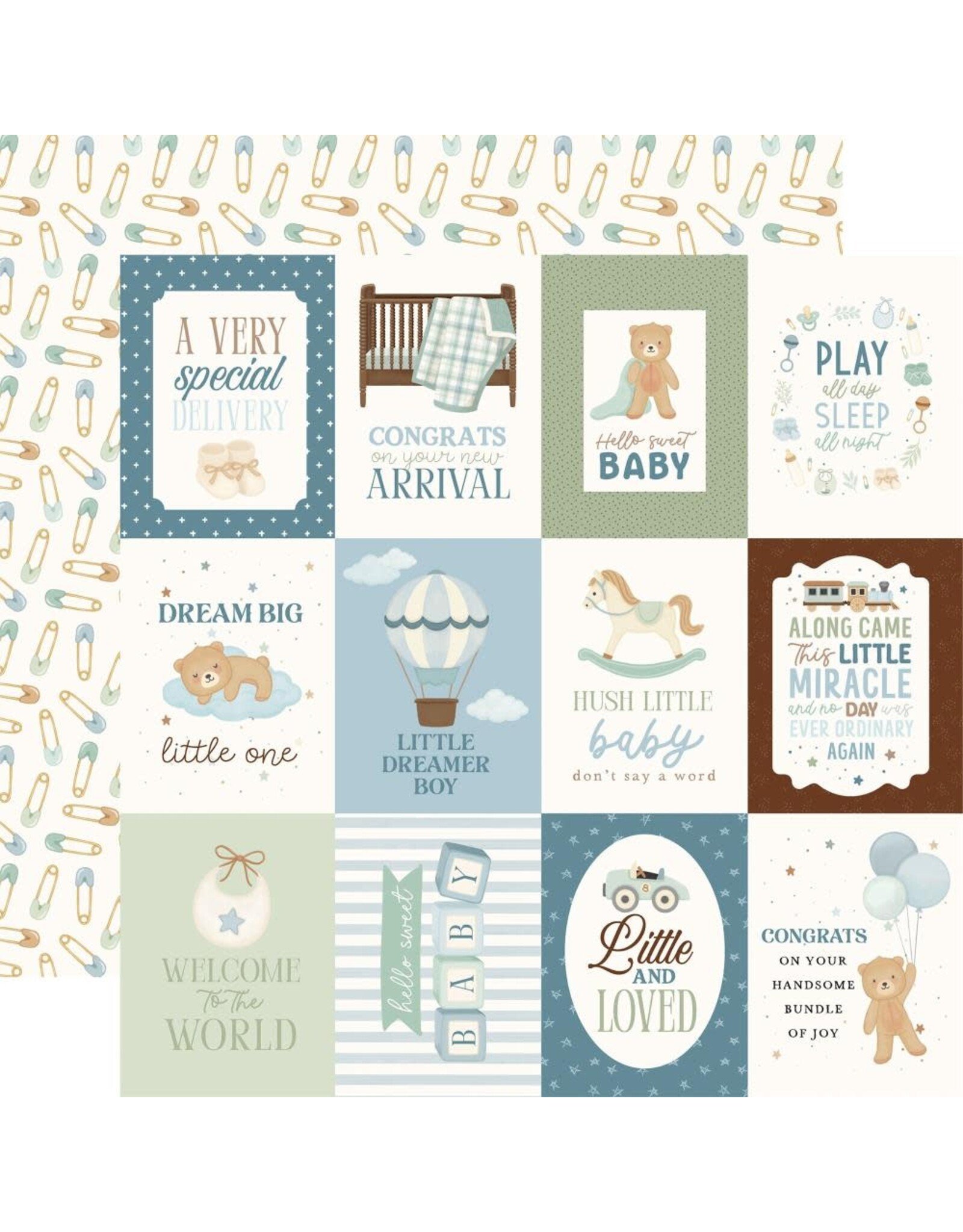 CARTA BELLA CARTA BELLA LITTLE LULLABIES BABY BOY 3x4 JOURNALING CARDS 12x12 CARDSTOCK