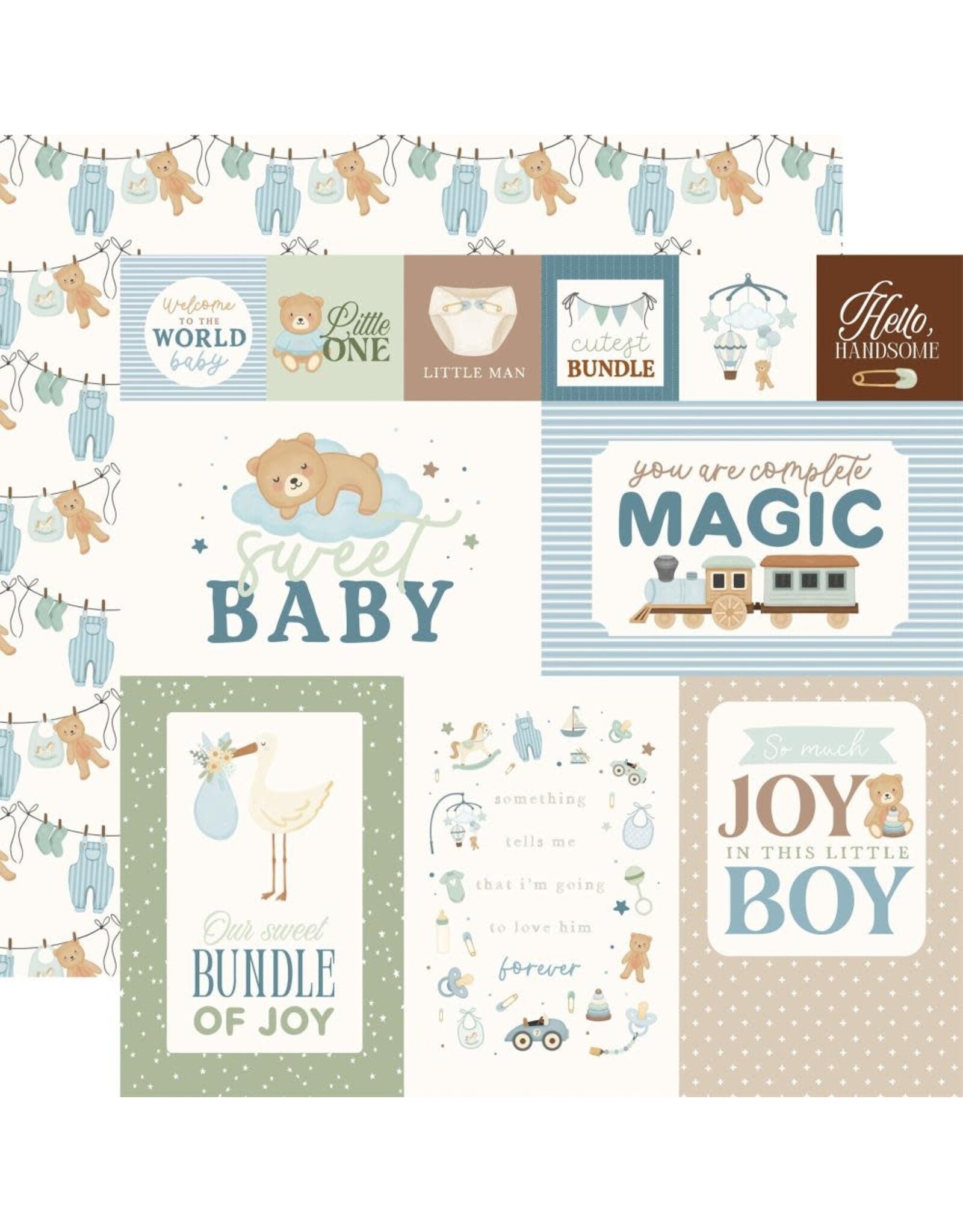 CARTA BELLA CARTA BELLA LITTLE LULLABIES BABY BOY MULTI JOURNALING CARDS 12x12 CARDSTOCK