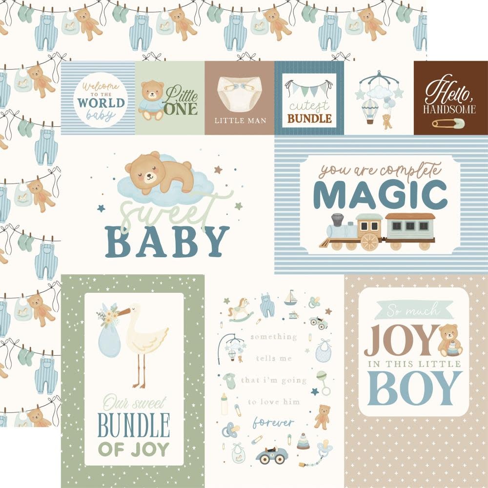 CARTA BELLA CARTA BELLA LITTLE LULLABIES BABY BOY MULTI JOURNALING CARDS 12x12 CARDSTOCK
