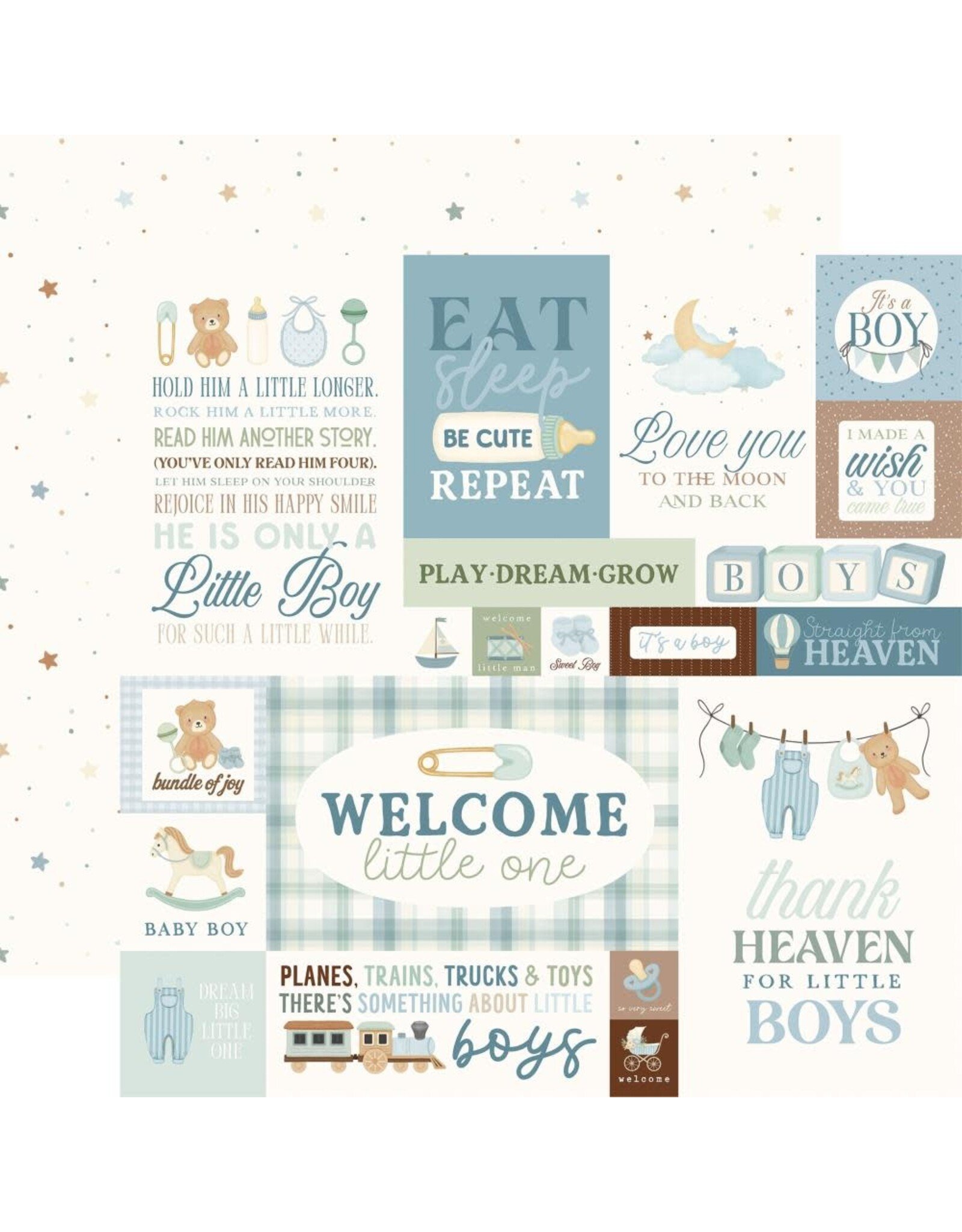 CARTA BELLA CARTA BELLA LITTLE LULLABIES BABY BOY BABY BOY JOURNALING CARDS 12x12 CARDSTOCK