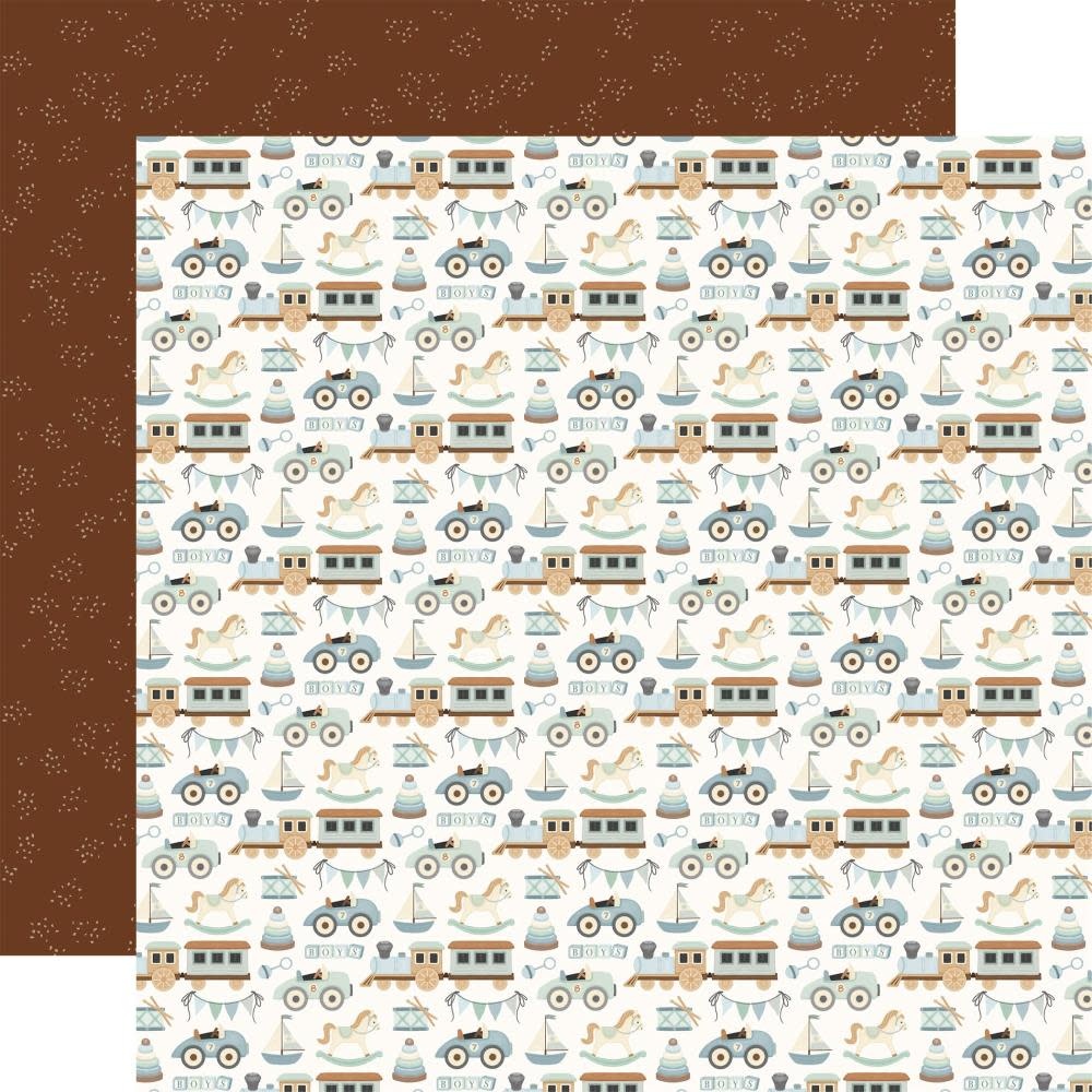 CARTA BELLA CARTA BELLA LITTLE LULLABIES BABY BOY A LITTLE BOY'S TOYS 12x12 CARDSTOCK