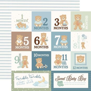 CARTA BELLA CARTA BELLA LITTLE LULLABIES BABY BOY MONTHLY JOURNALING CARDS 12x12 CARDSTOCK