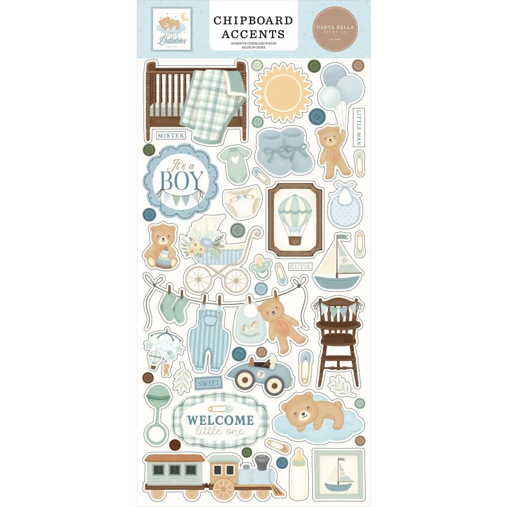CARTA BELLA CARTA BELLA LITTLE LULLABIES BABY BOY 6x13 CHIPBOARD ACCENTS