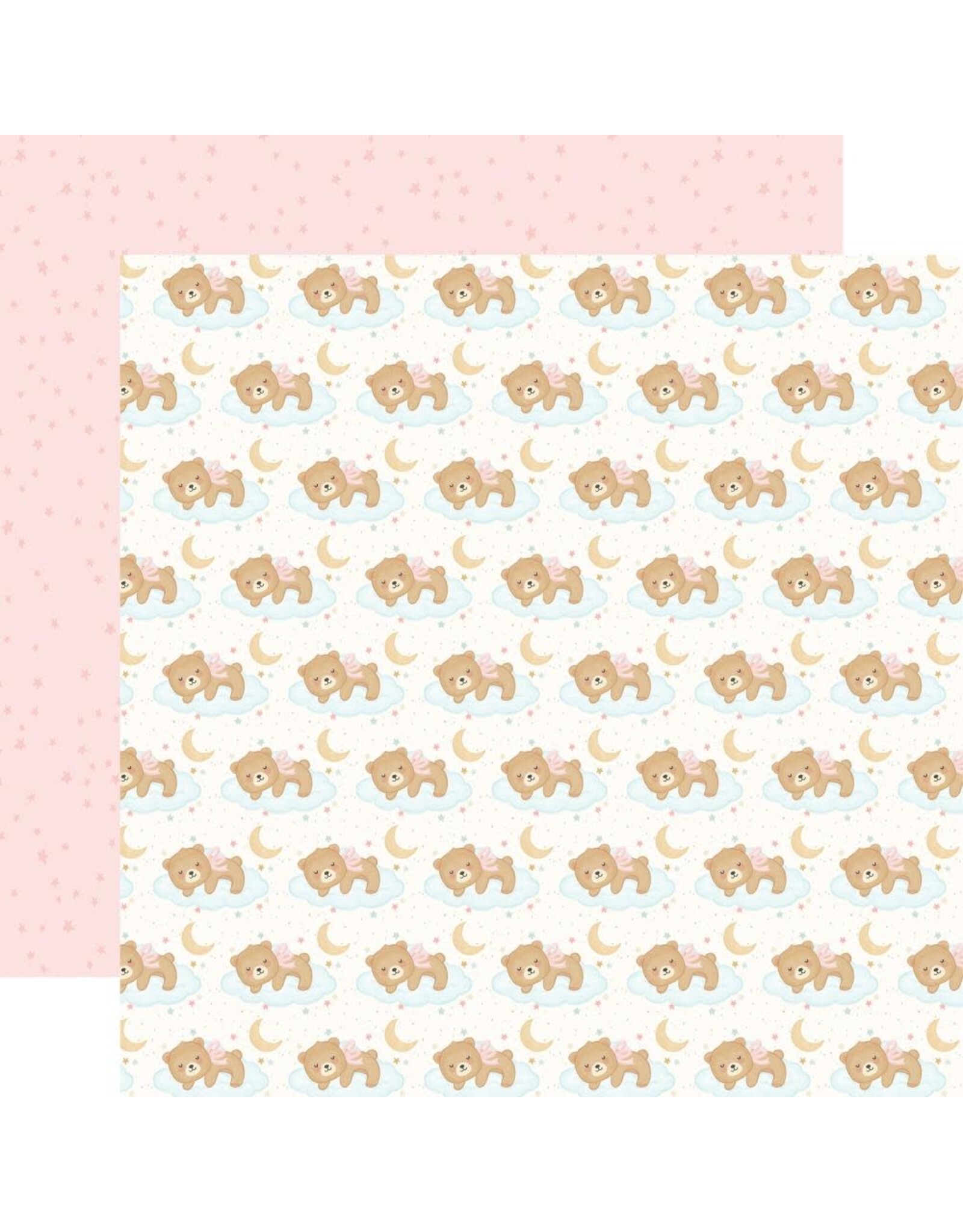 CARTA BELLA CARTA BELLA LITTLE LULLABIES BABY GIRL SLEEPY GIRL BEAR 12x12 CARDSTOCK