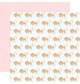 CARTA BELLA CARTA BELLA LITTLE LULLABIES BABY GIRL SLEEPY GIRL BEAR 12x12 CARDSTOCK