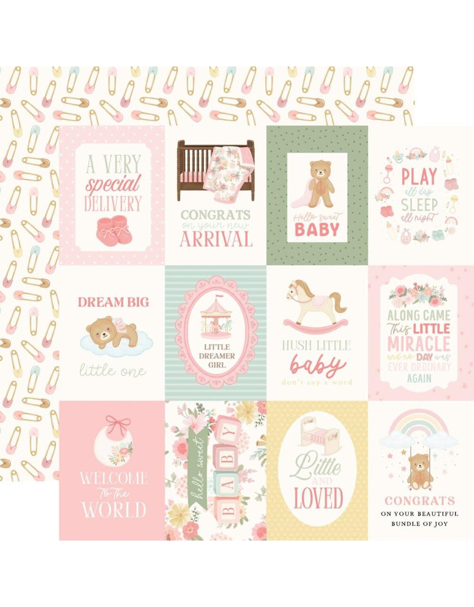 CARTA BELLA CARTA BELLA LITTLE LULLABIES BABY GIRL 3x4 JOURNALING CARDS 12x12 CARDSTOCK