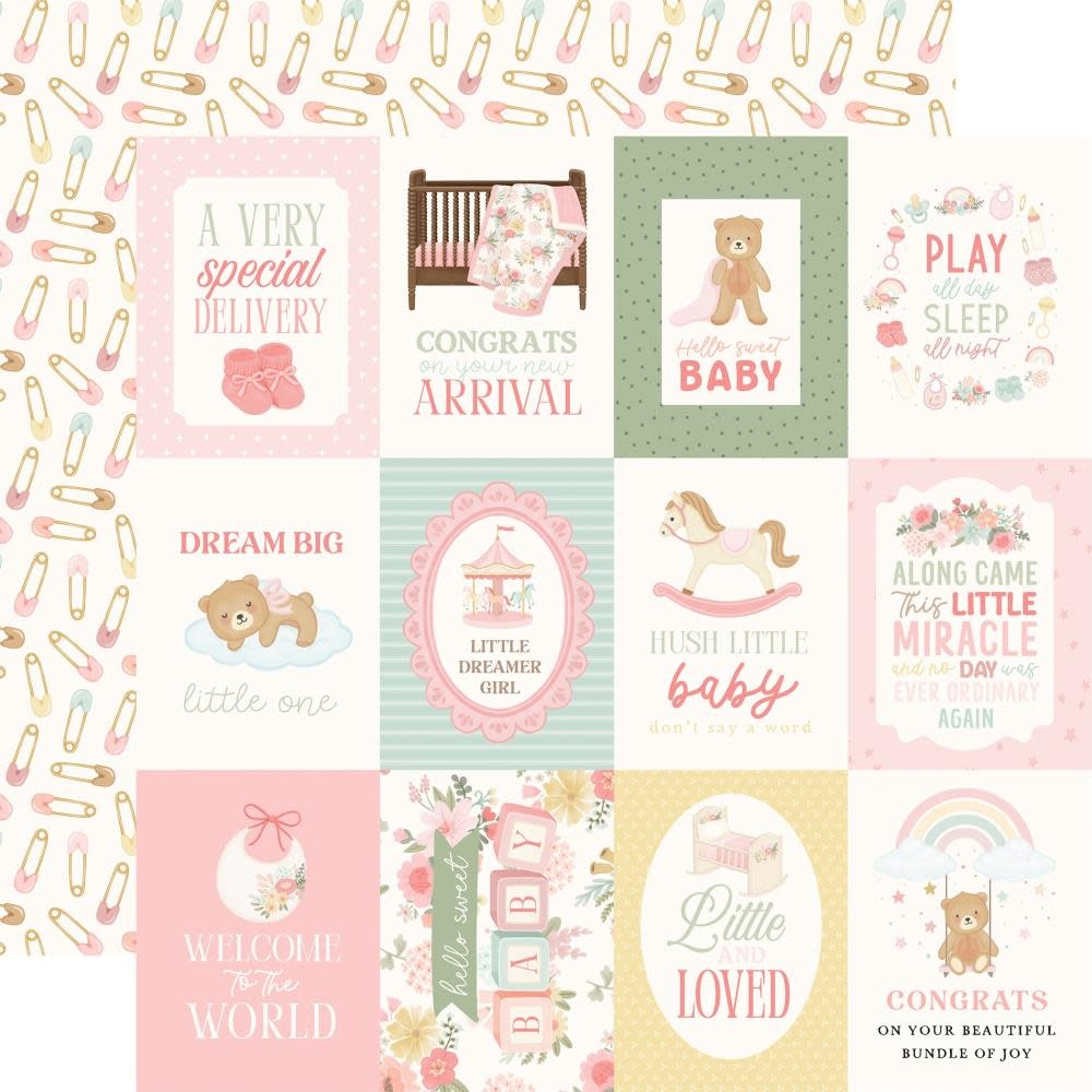 CARTA BELLA CARTA BELLA LITTLE LULLABIES BABY GIRL 3x4 JOURNALING CARDS 12x12 CARDSTOCK