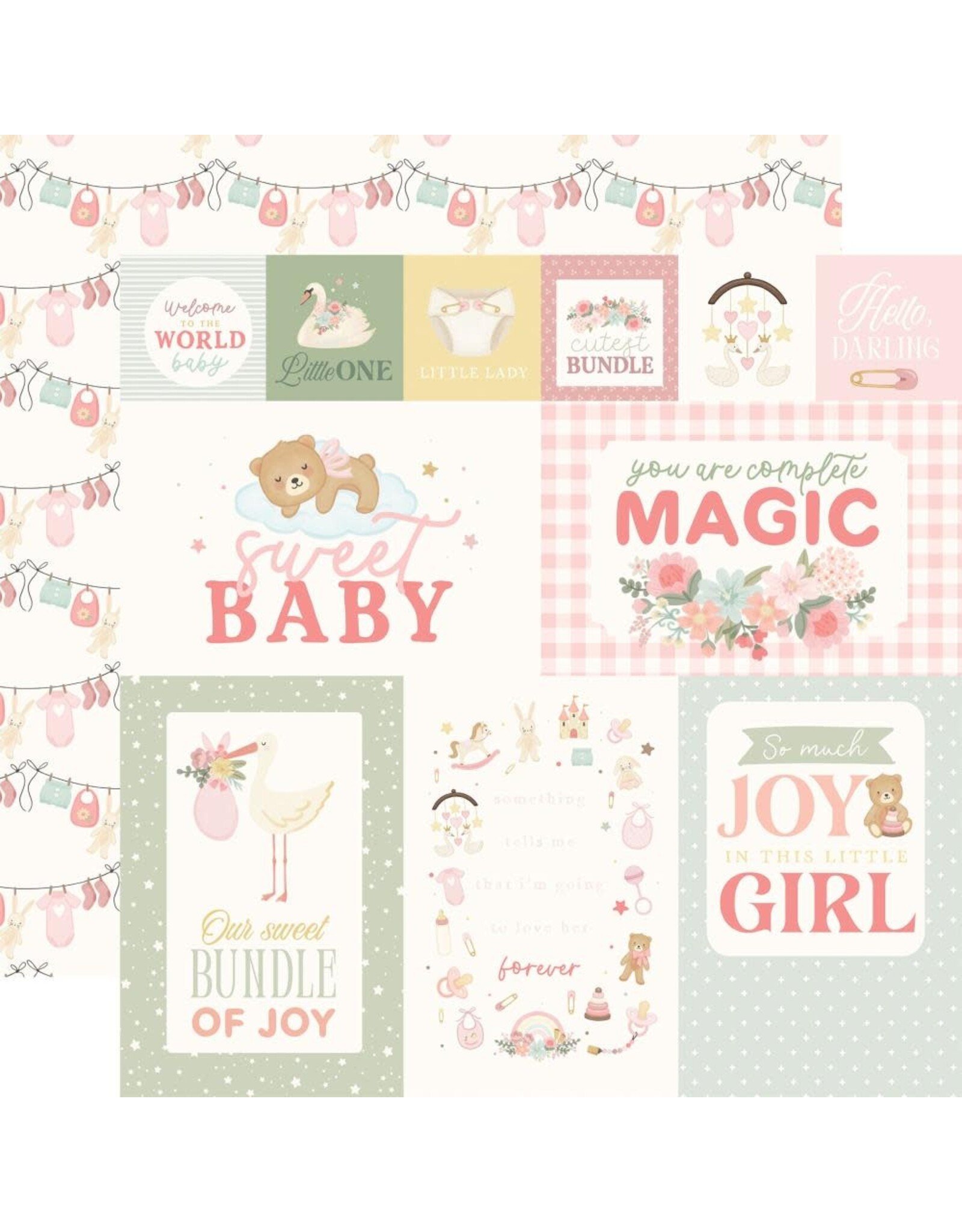 CARTA BELLA CARTA BELLA LITTLE LULLABIES BABY GIRL MULTI JOURNALING CARDS 12x12 CARDSTOCK