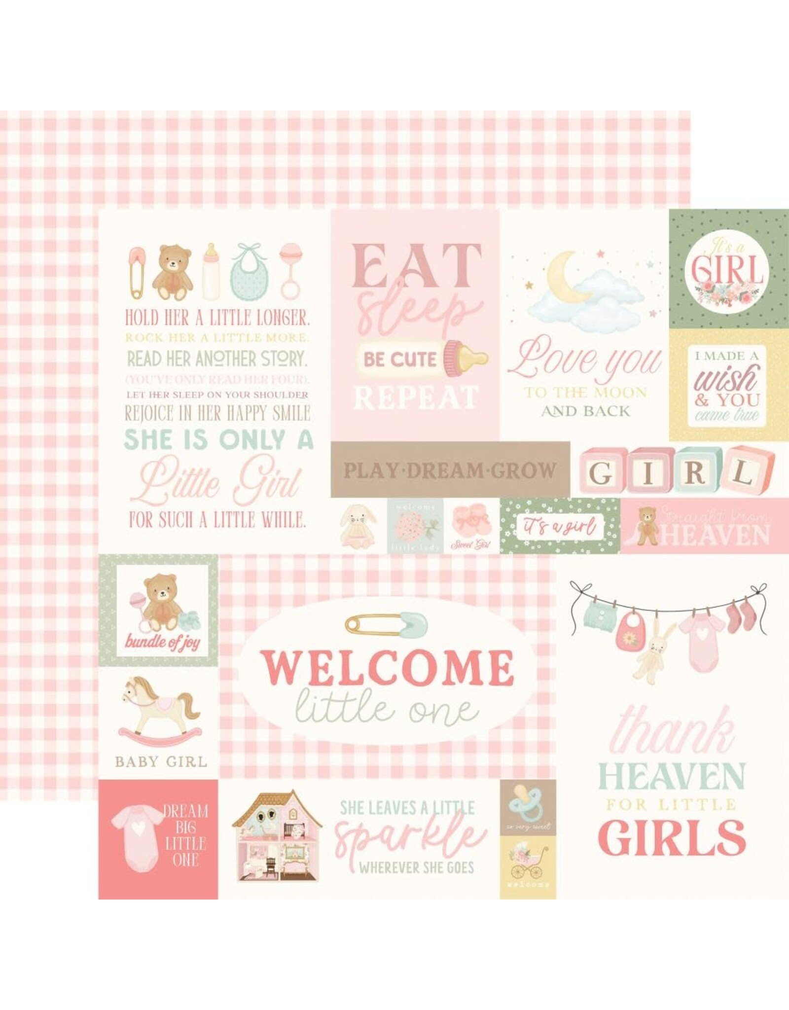 CARTA BELLA CARTA BELLA LITTLE LULLABIES BABY GIRL BABY GIRL JOURNALING CARDS 12x12 CARDSTOCK