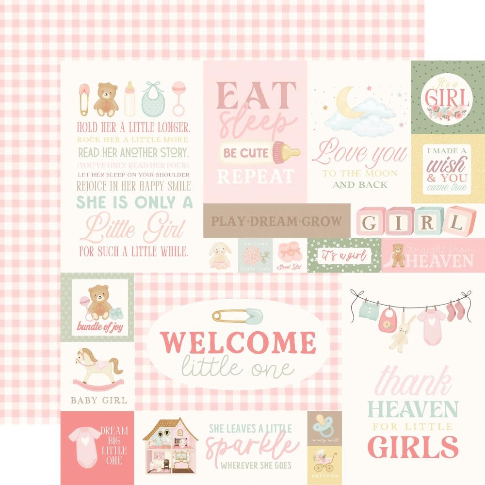 CARTA BELLA CARTA BELLA LITTLE LULLABIES BABY GIRL BABY GIRL JOURNALING CARDS 12x12 CARDSTOCK