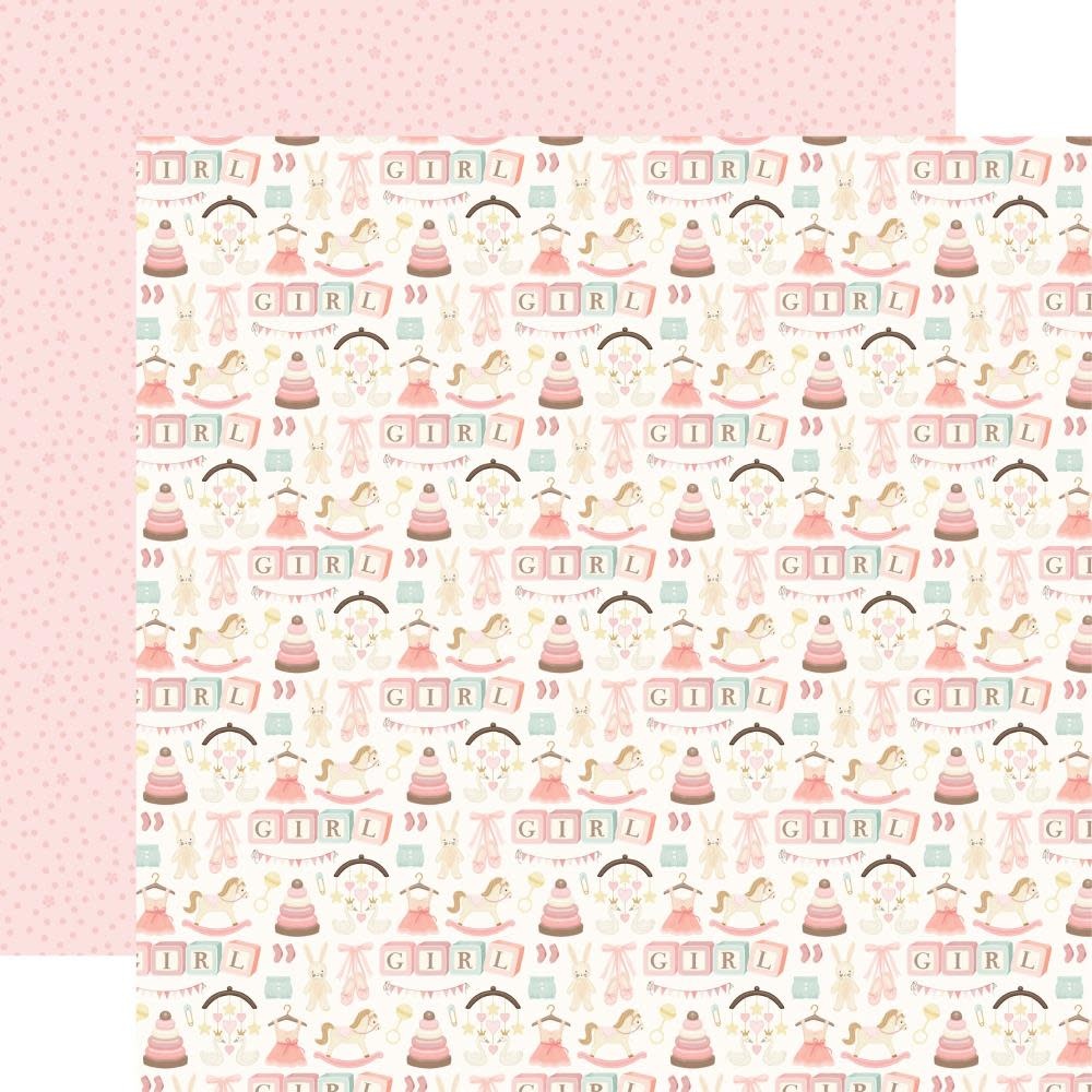 CARTA BELLA CARTA BELLA LITTLE LULLABIES BABY GIRL A LITTLE GIRL'S TOYS 12x12 CARDSTOCK
