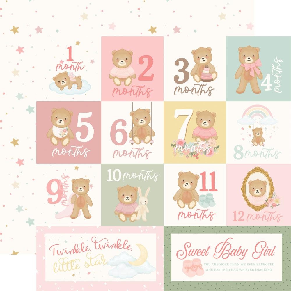 CARTA BELLA CARTA BELLA LITTLE LULLABIES BABY GIRL MONTHS JOURNALING CARDS 12x12 CARDSTOCK