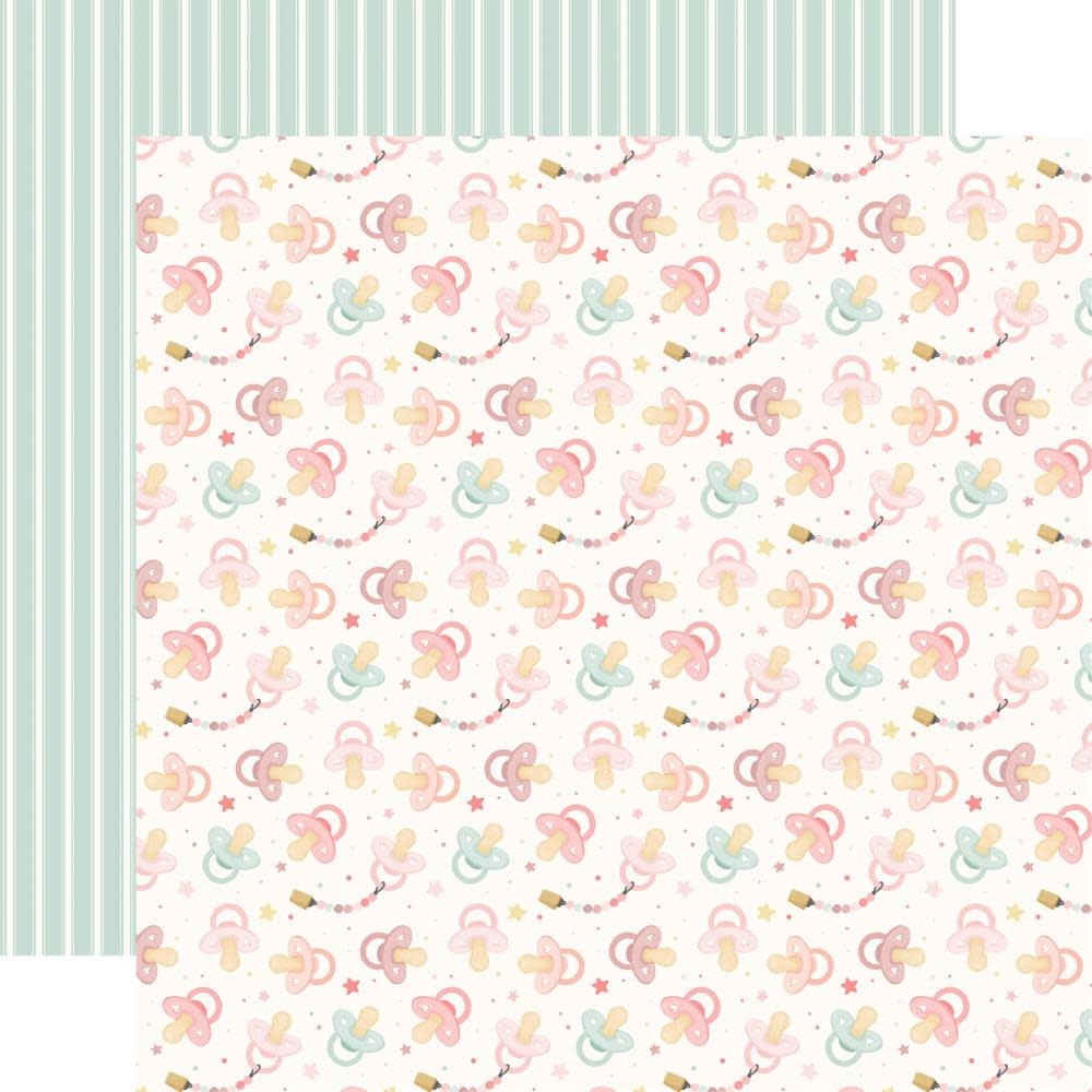 CARTA BELLA CARTA BELLA LITTLE LULLABIES BABY GIRL LITTLE ONE PACIFIERS 12x12 CARDSTOCK