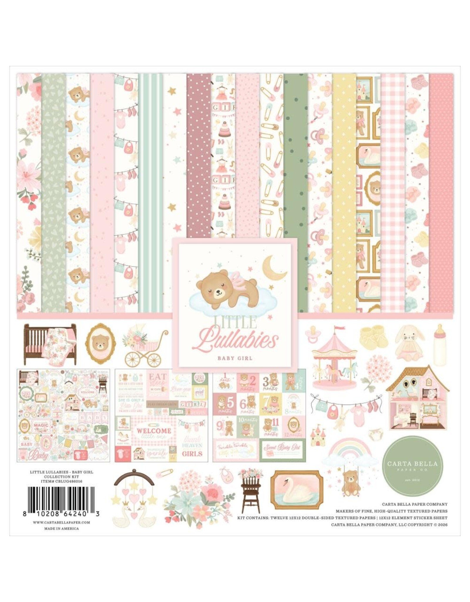 CARTA BELLA CARTA BELLA LITTLE LULLABIES BABY GIRL 12x12 COLLECTION KIT