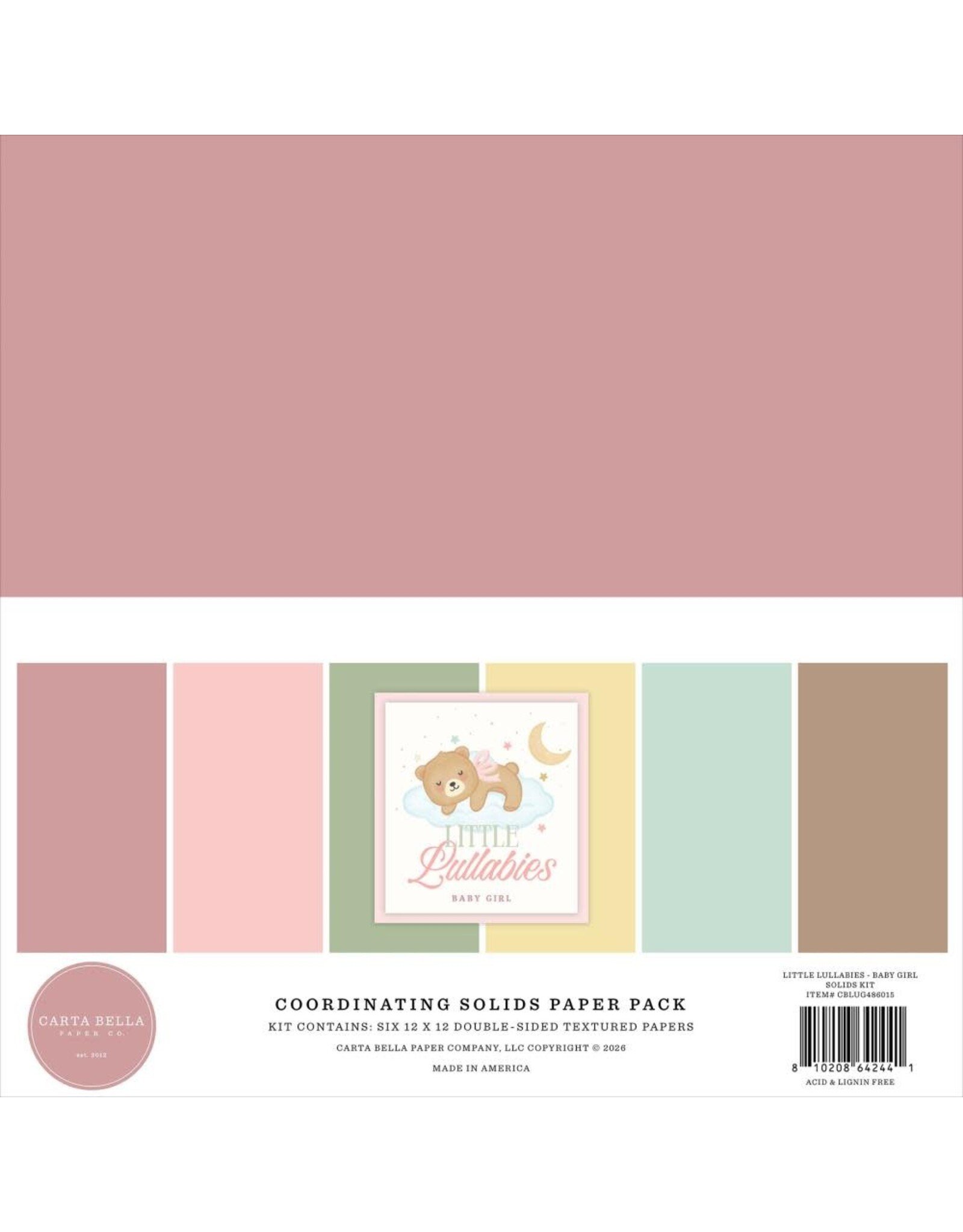 CARTA BELLA CARTA BELLA LITTLE LULLABIES BABY GIRL 12x12 SOLIDS COLLECTION KIT