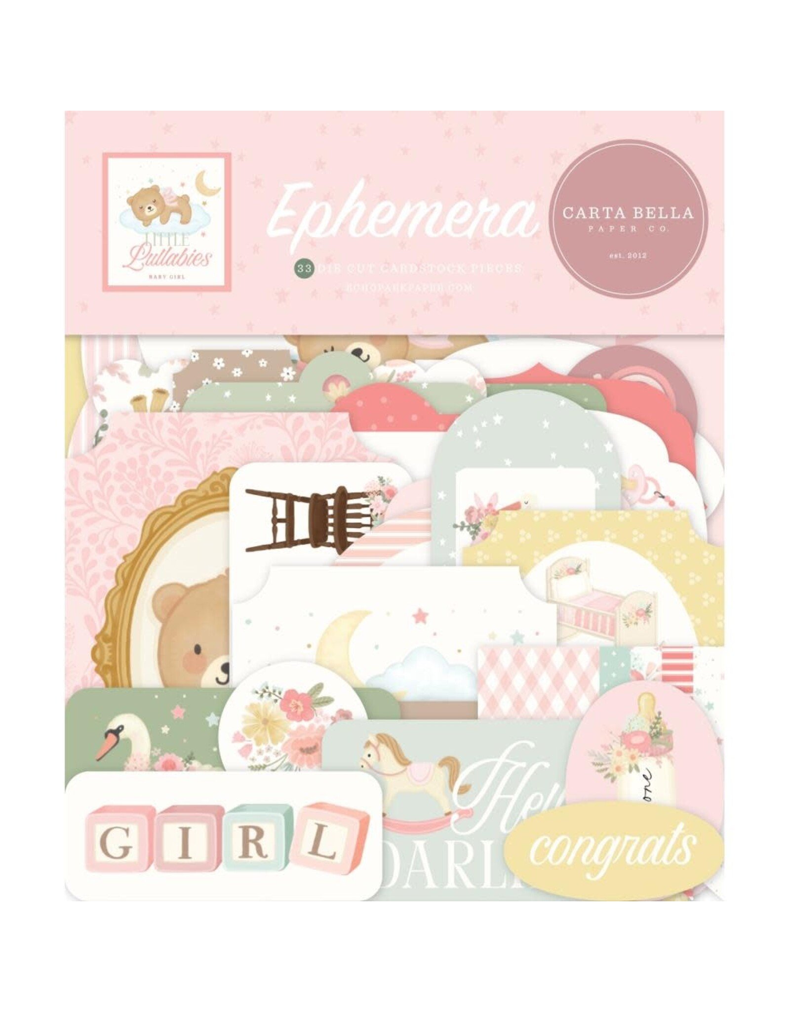 CARTA BELLA CARTA BELLA LITTLE LULLABIES BABY GIRL EPHEMERA DIE CUTS