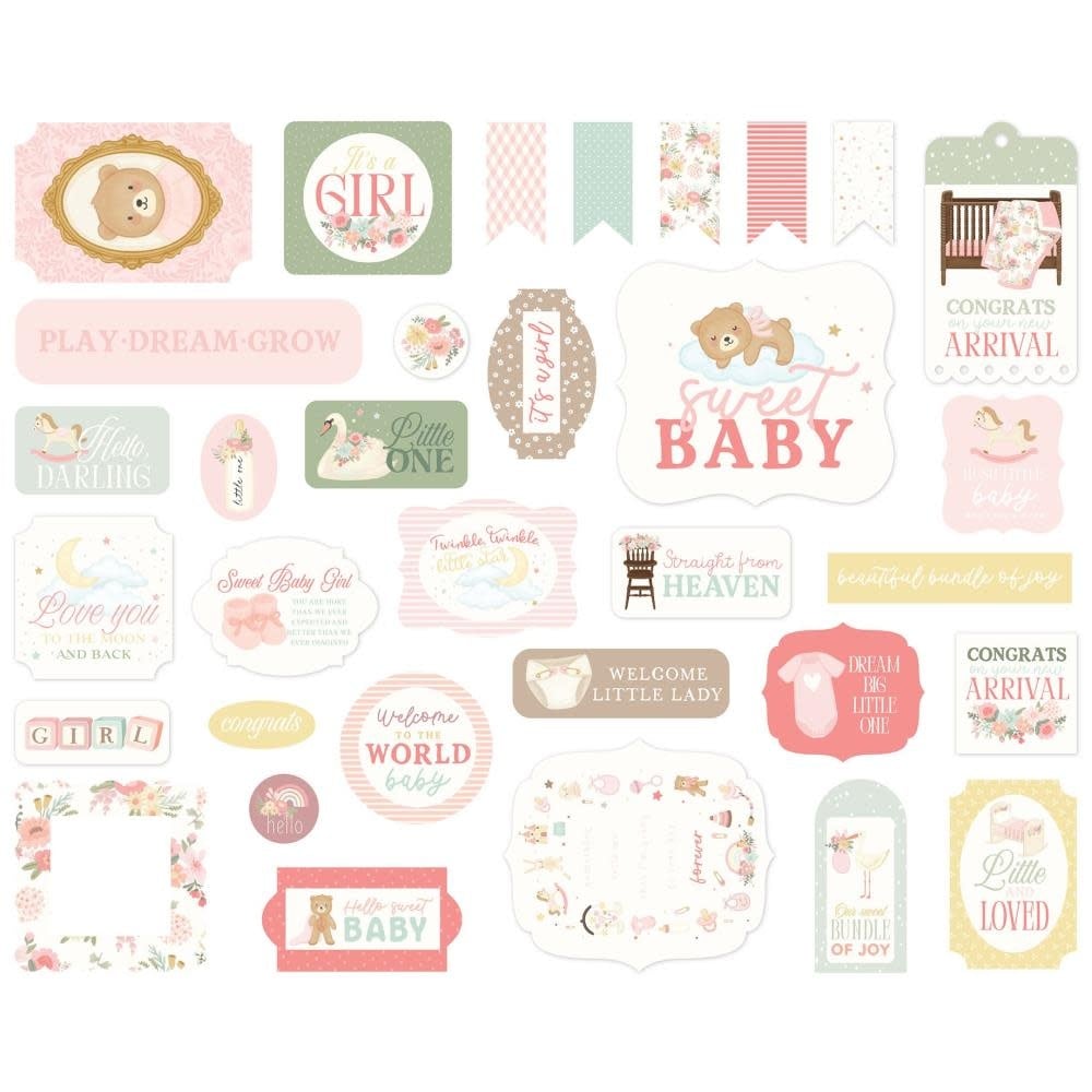 CARTA BELLA CARTA BELLA LITTLE LULLABIES BABY GIRL EPHEMERA DIE CUTS
