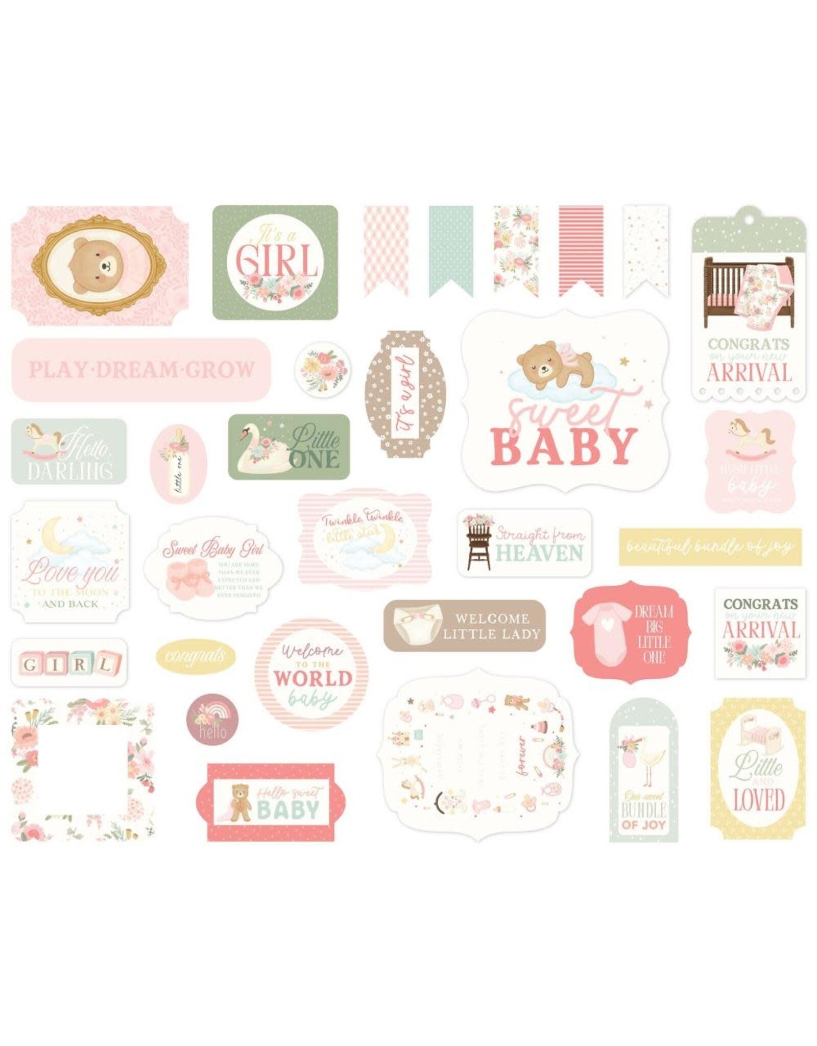 CARTA BELLA CARTA BELLA LITTLE LULLABIES BABY GIRL EPHEMERA DIE CUTS