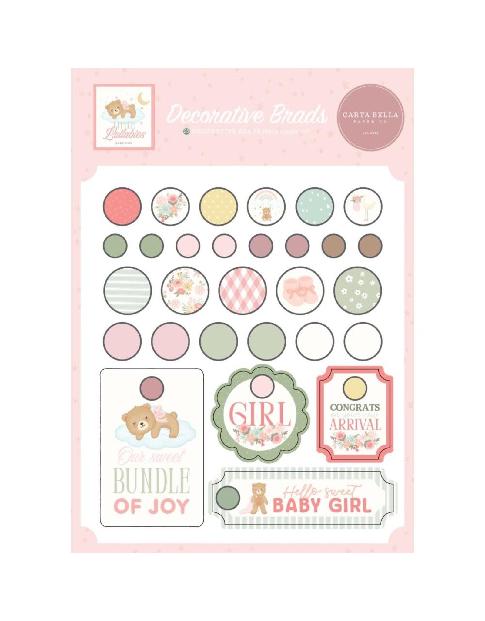 CARTA BELLA CARTA BELLA LITTLE LULLABIES BABY GIRL DECORATIVE BRADS