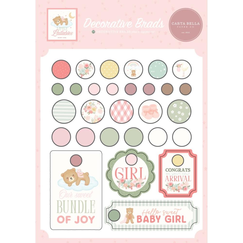 CARTA BELLA CARTA BELLA LITTLE LULLABIES BABY GIRL DECORATIVE BRADS