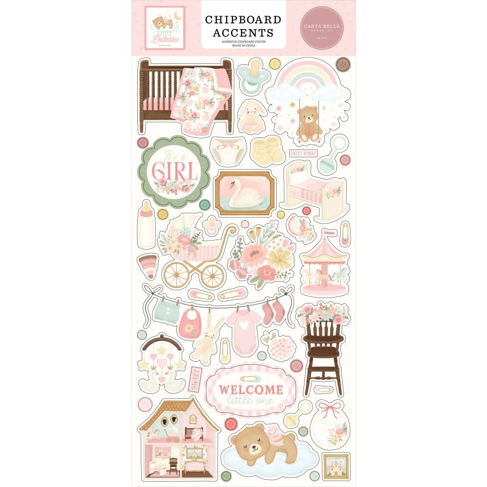 CARTA BELLA CARTA BELLA LITTLE LULLABIES BABY GIRL 6x13 CHIPBOARD ACCENTS