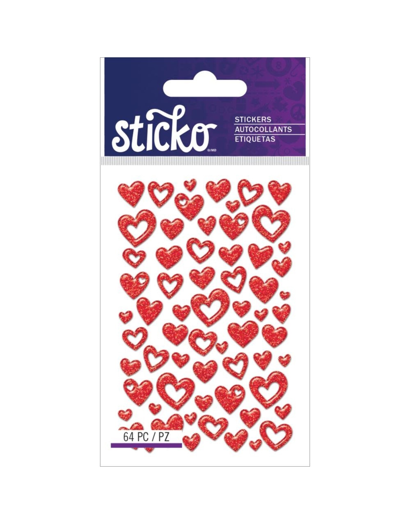 EK SUCCESS STICKO MINI RED HEARTS EPOXY STICKERS