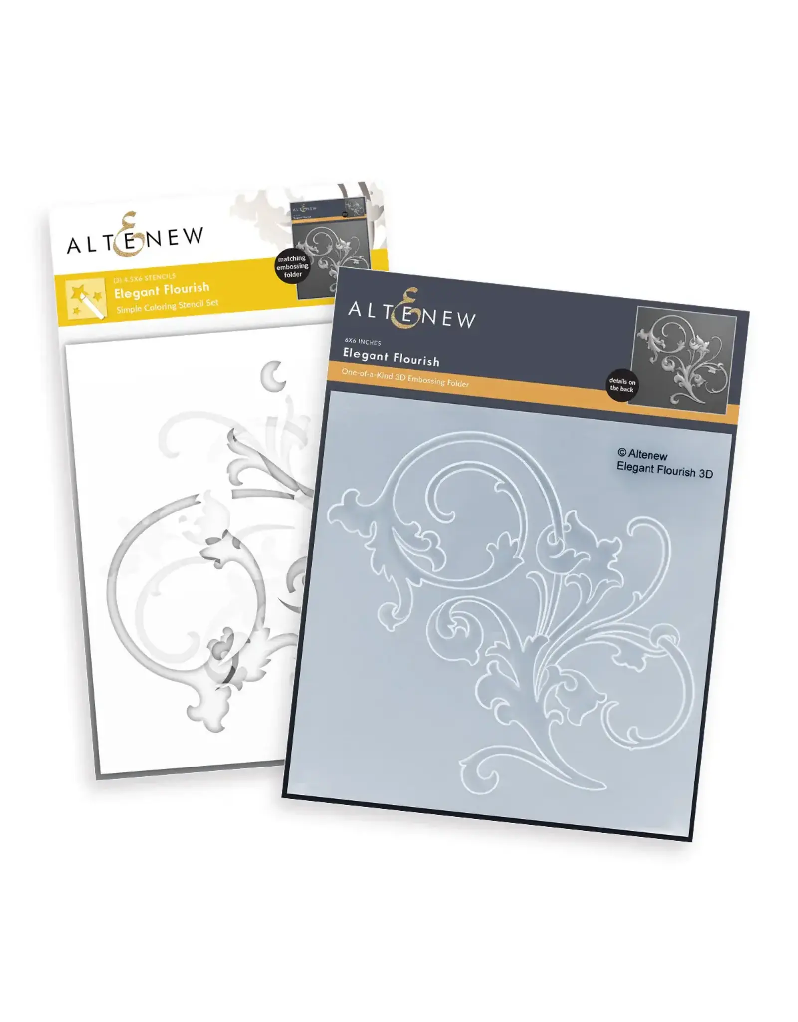 ALTENEW ALTENEW ELEGANT FLOURISH 3D EMBOSSING FOLDER AND STENCIL SET BUNDLE