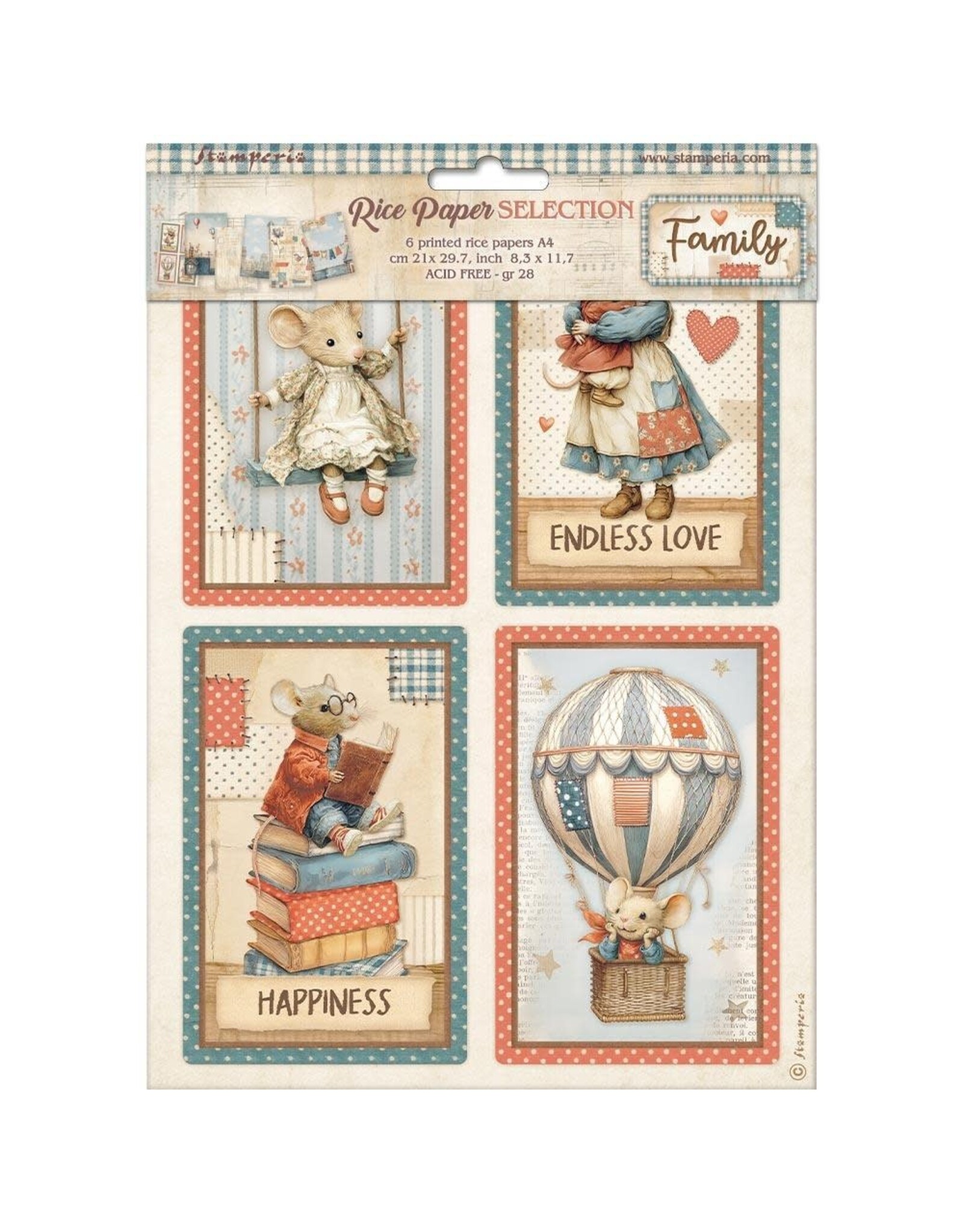 STAMPERIA STAMPERIA FAMILY ASSORTED A4 RICE PAPER 6/PK