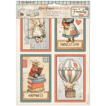 STAMPERIA STAMPERIA FAMILY ASSORTED A4 RICE PAPER 6/PK