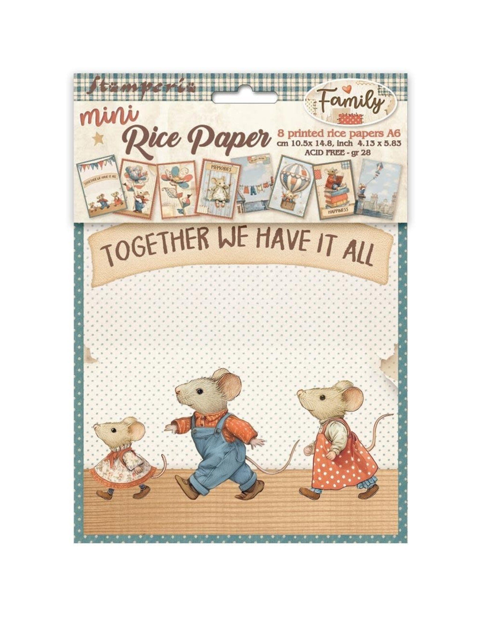 STAMPERIA STAMPERIA FAMILY A6 MINI RICE PAPER 8/PK