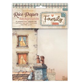 STAMPERIA STAMPERIA FAMILY ASSORTED A6 RICE PAPER DECOUPAGE BACKGROUNDS 10.5X14.8CM 8/PK