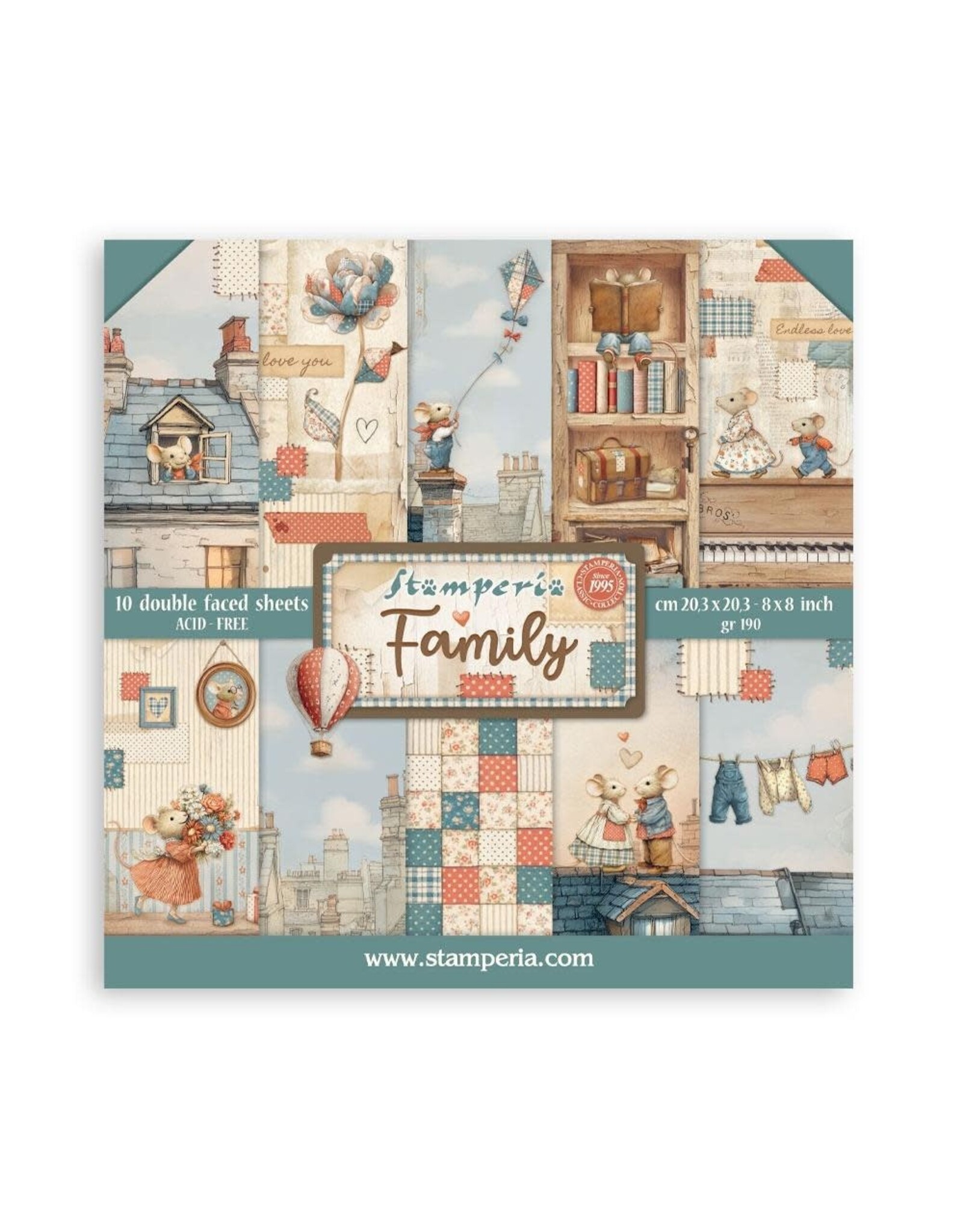 STAMPERIA STAMPERIA FAMILY 8x8 PAPER PACK 10 SHEETS