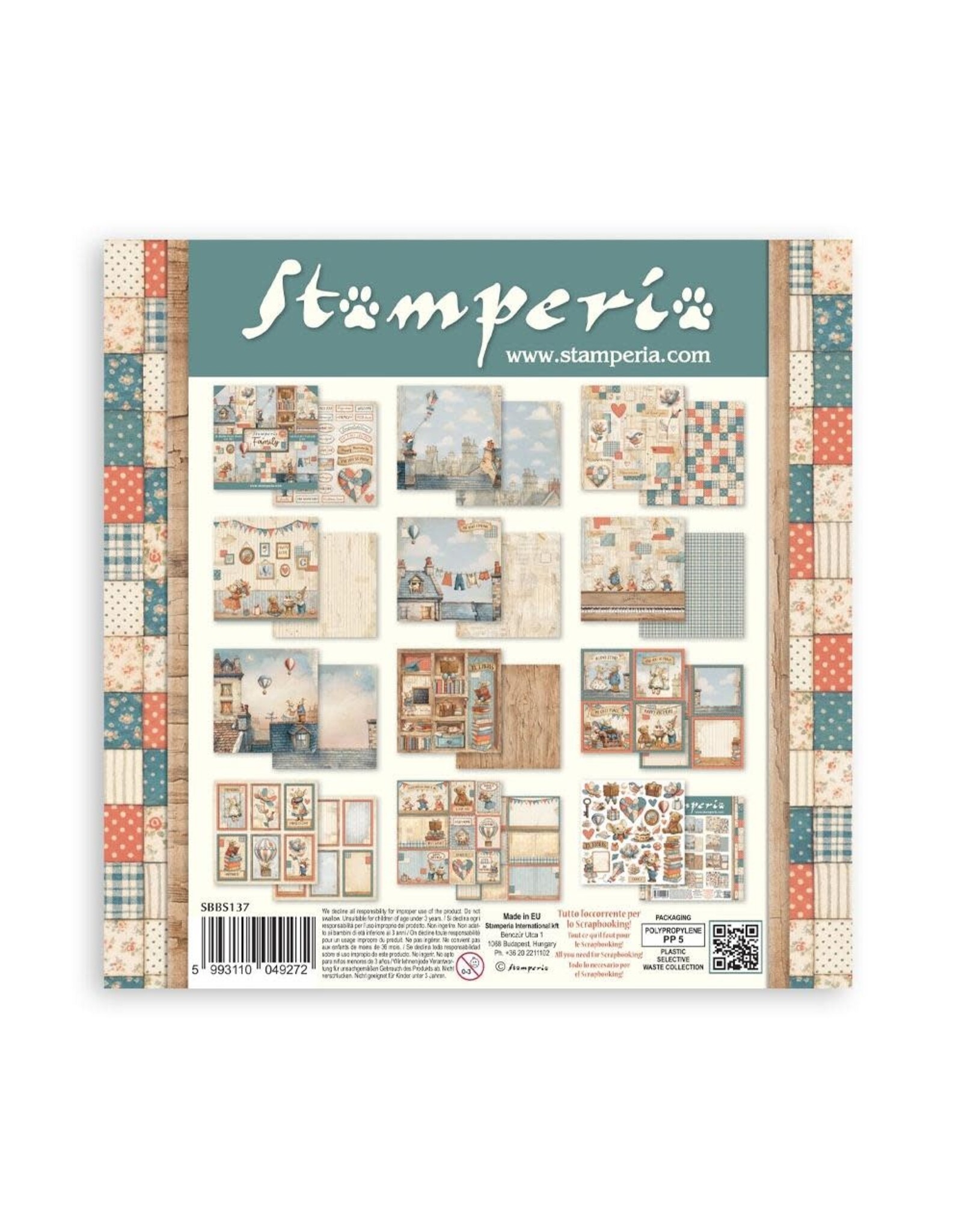STAMPERIA STAMPERIA FAMILY 8x8 PAPER PACK 10 SHEETS
