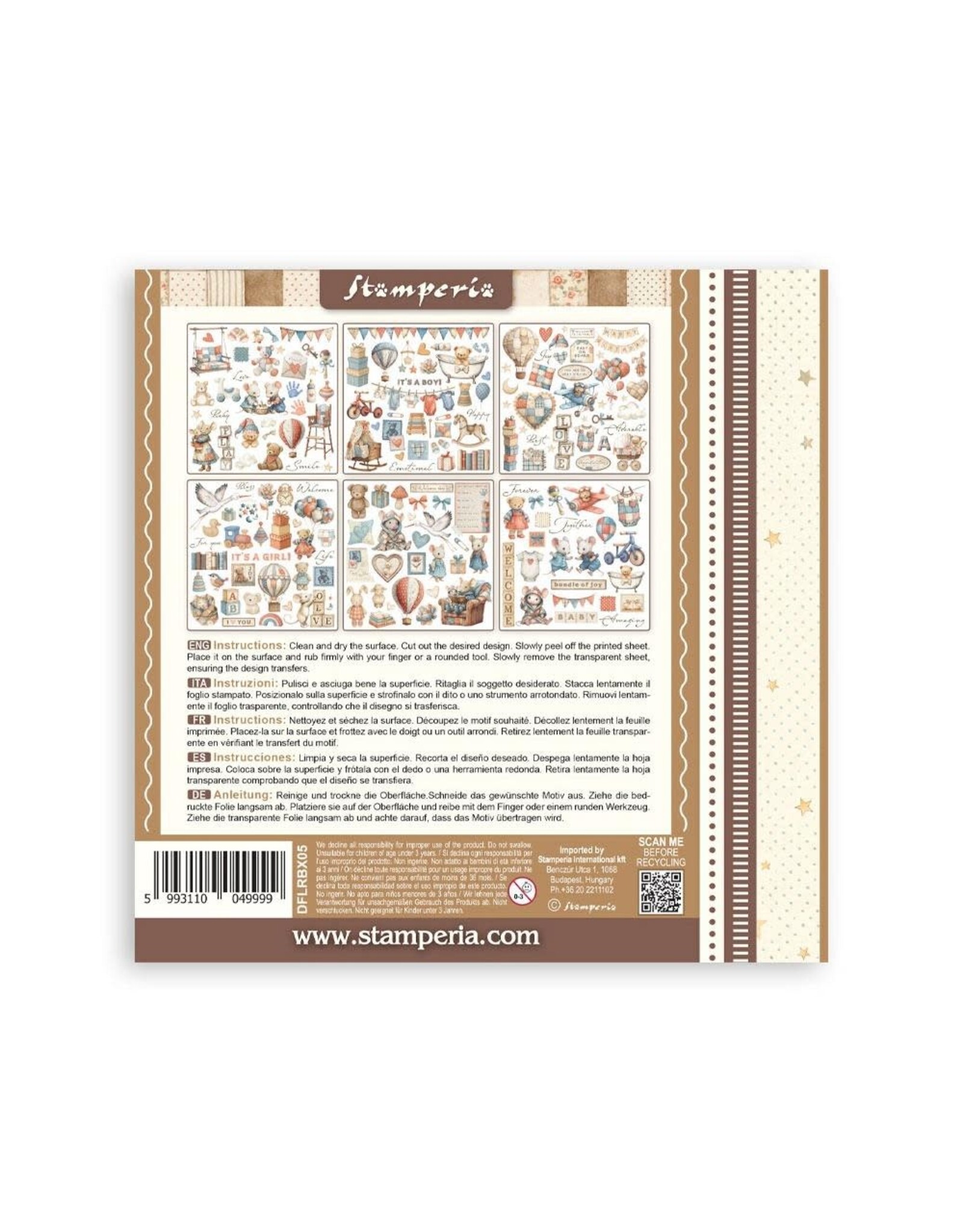 STAMPERIA STAMPERIA BABY ASSORTED RUB-ONS 6/PK