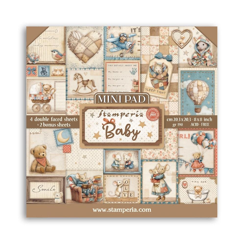STAMPERIA STAMPERIA BABY 8x8 MINI PAPER PAD 6 SHEETS