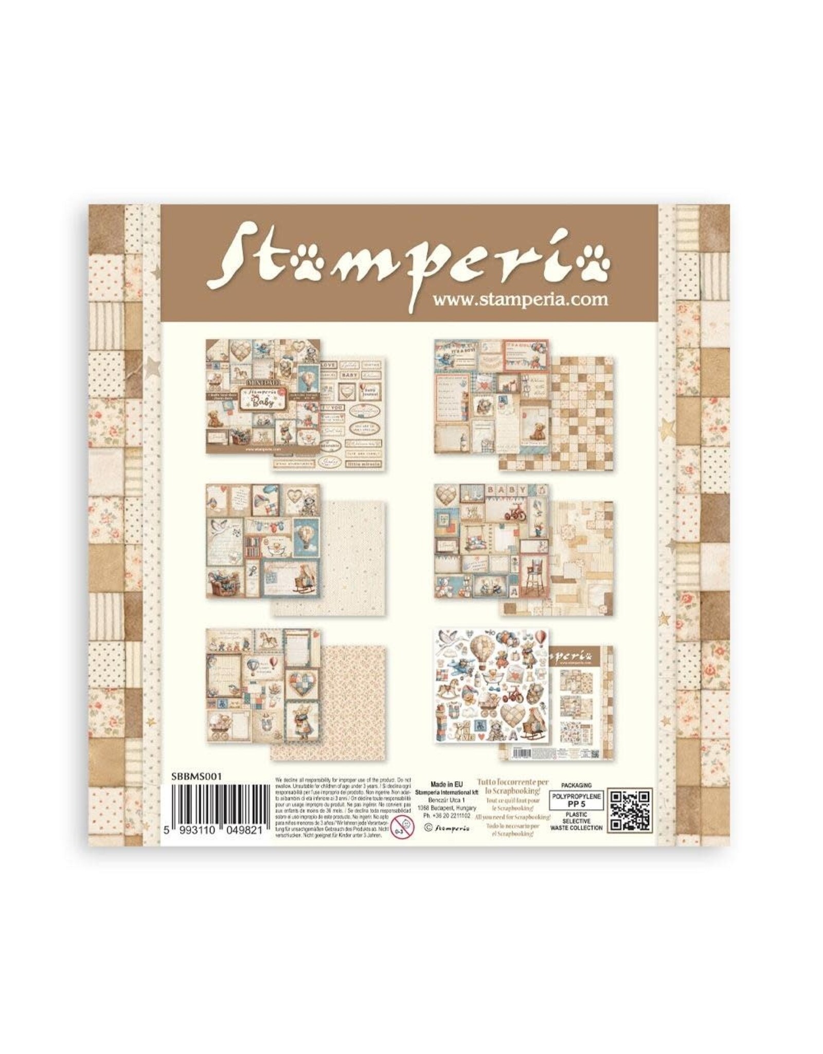 STAMPERIA STAMPERIA BABY 8x8 MINI PAPER PAD 6 SHEETS