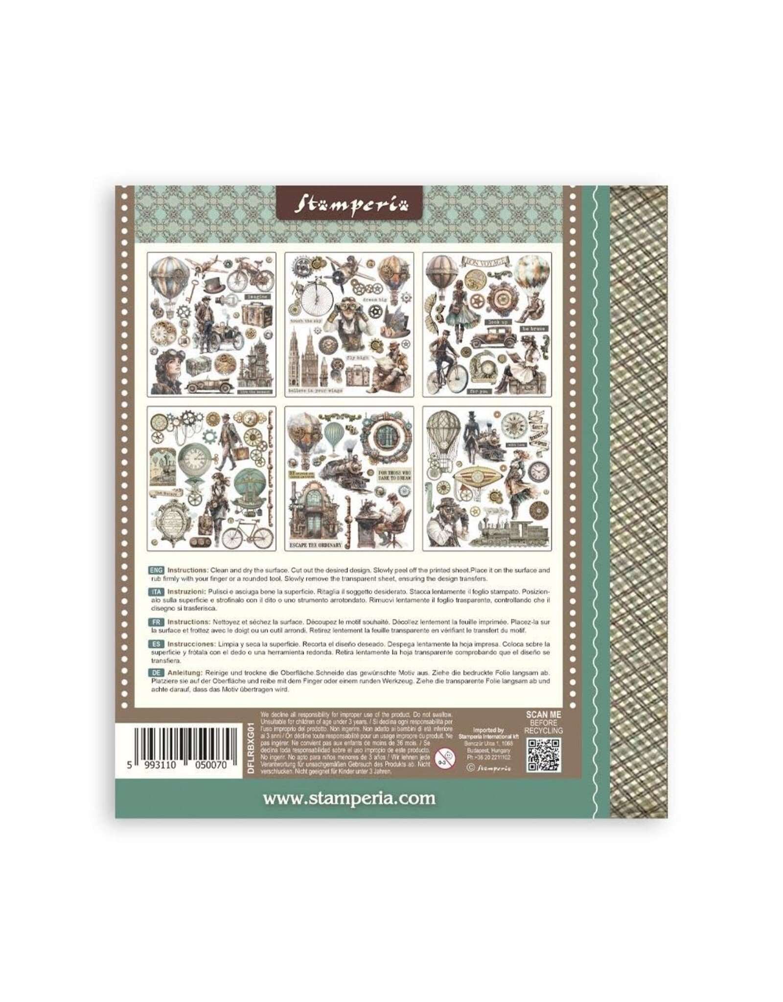 STAMPERIA STAMPERIA VOYAGES FANTASTIQUES ASSORTED RUB-ONS 6/PK