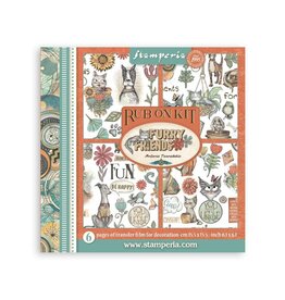 STAMPERIA STAMPERIA FURRY FRIENDS ASSORTED RUB-ONS 6/PK