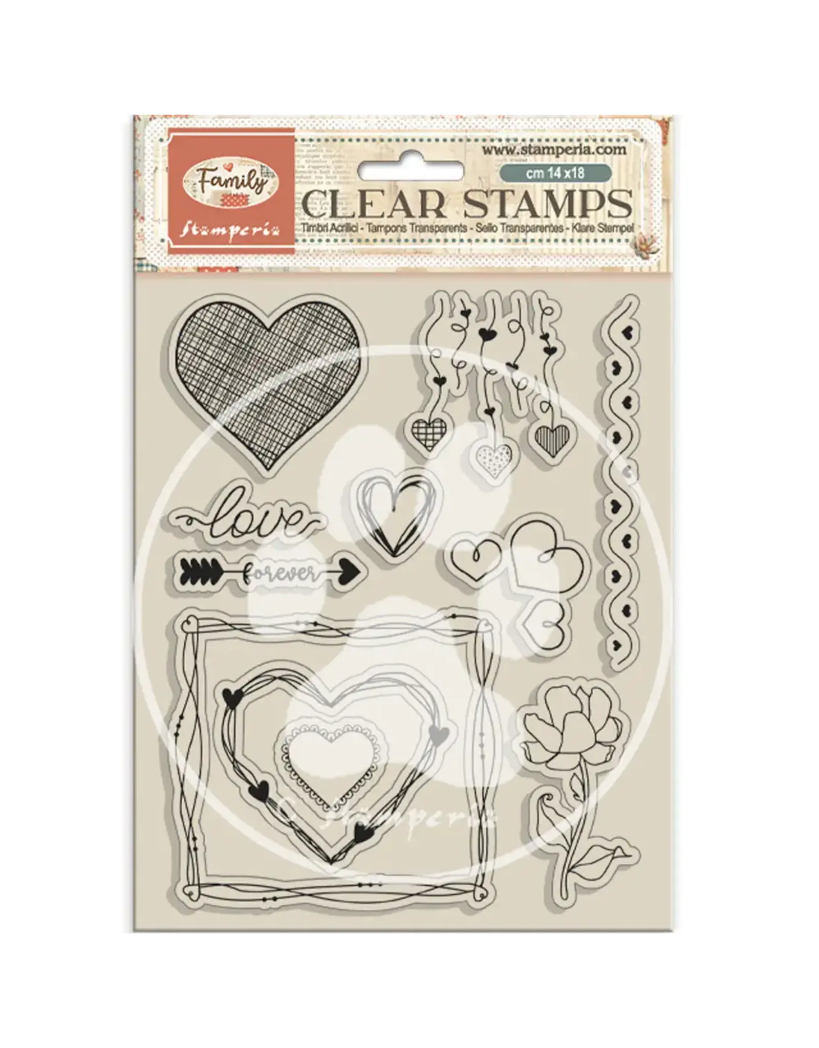 STAMPERIA STAMPERIA FAMILY HEARTS CLEAR STAMP SET
