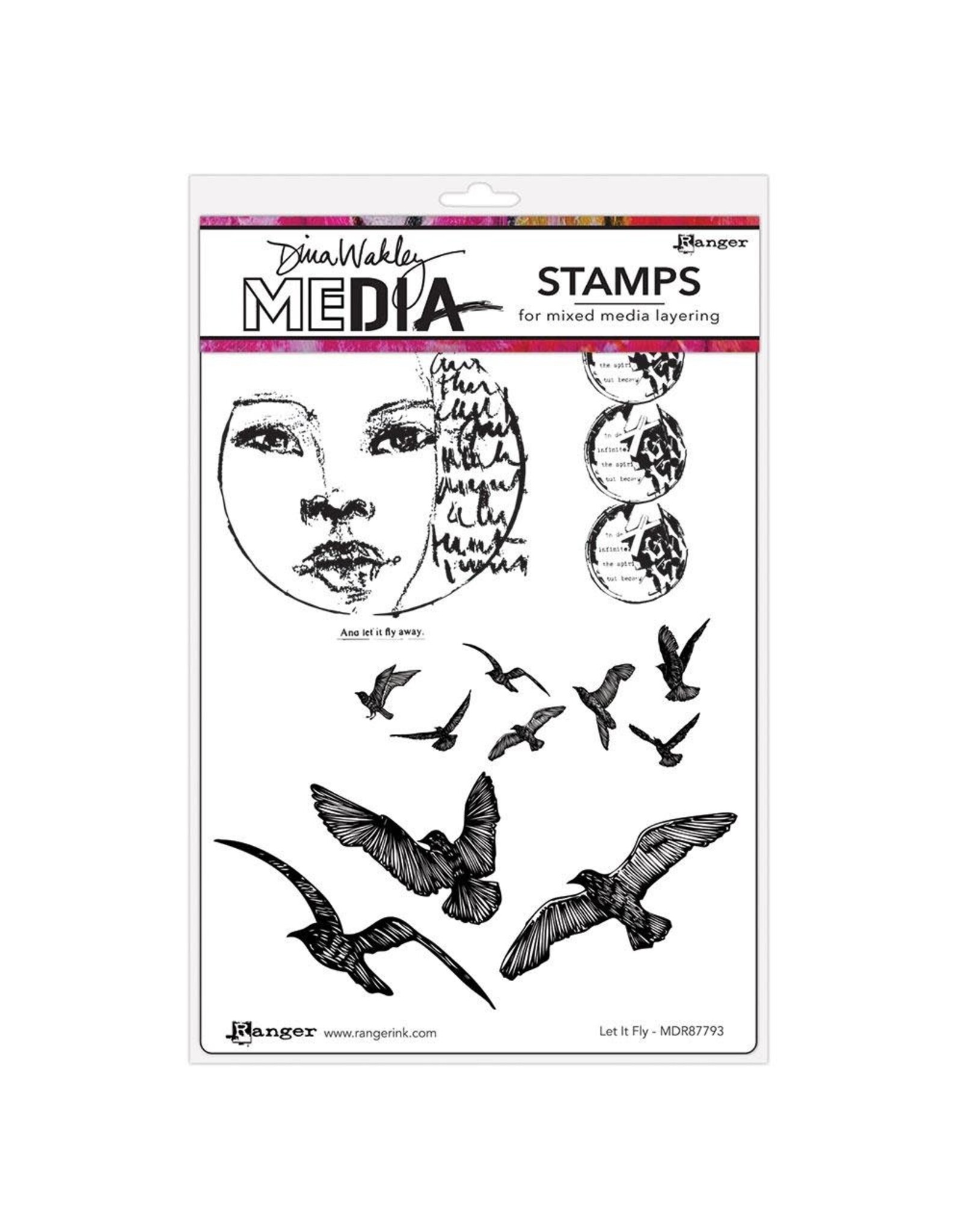 RANGER RANGER DINA WAKLEY MEDIA LET IT FLY CLING STAMP SET