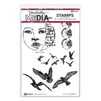 RANGER RANGER DINA WAKLEY MEDIA LET IT FLY CLING STAMP SET