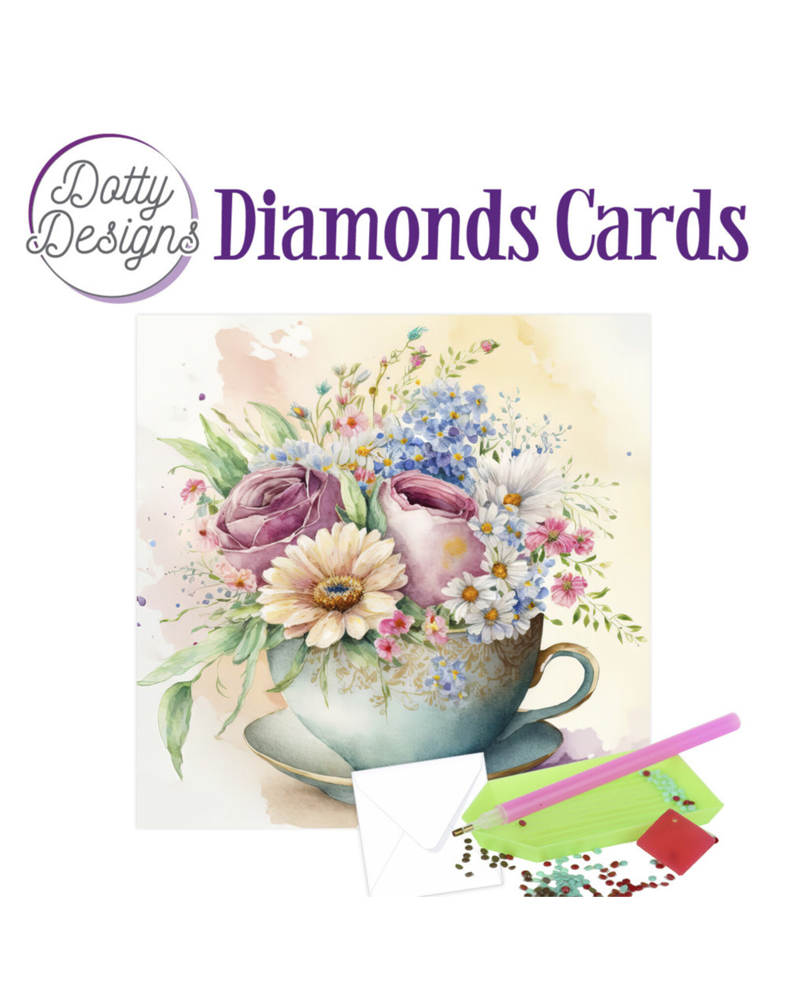 FIND IT FIND IT DOTTY DESIGNS CUP OF BLOOMS 1 DIAMOND CARD KIT