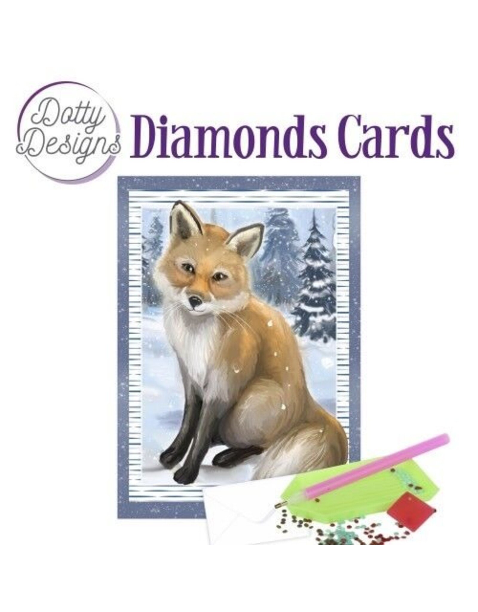 FIND IT FIND IT DOTTY DESIGNS FOX IN THE SNOW DIAMOND CARD KIT