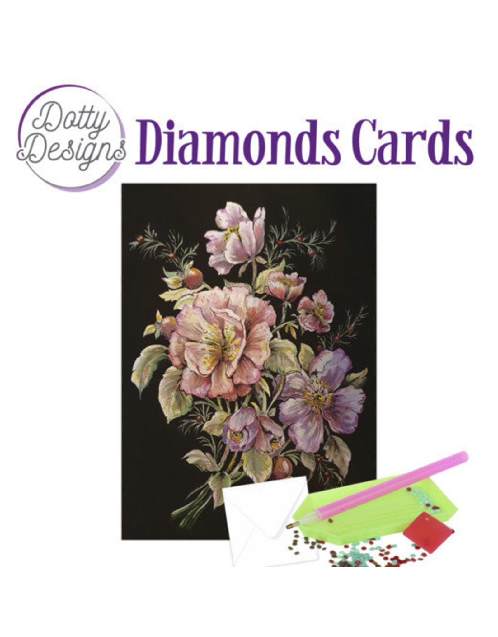 FIND IT FIND IT DOTTY DESIGNS ROSES IN BLACK DIAMOND CARD KIT