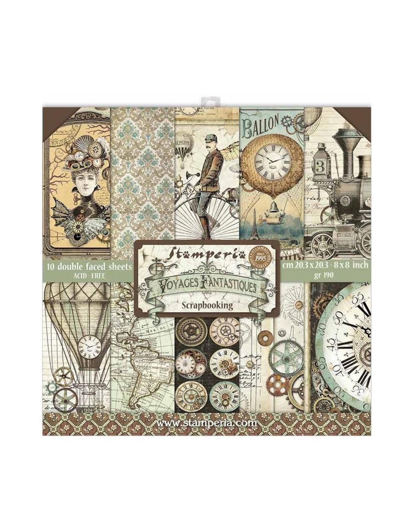 STAMPERIA STAMPERIA VOYAGES FANTASTIQUES 8x8 PAPER PACK 10 SHEETS