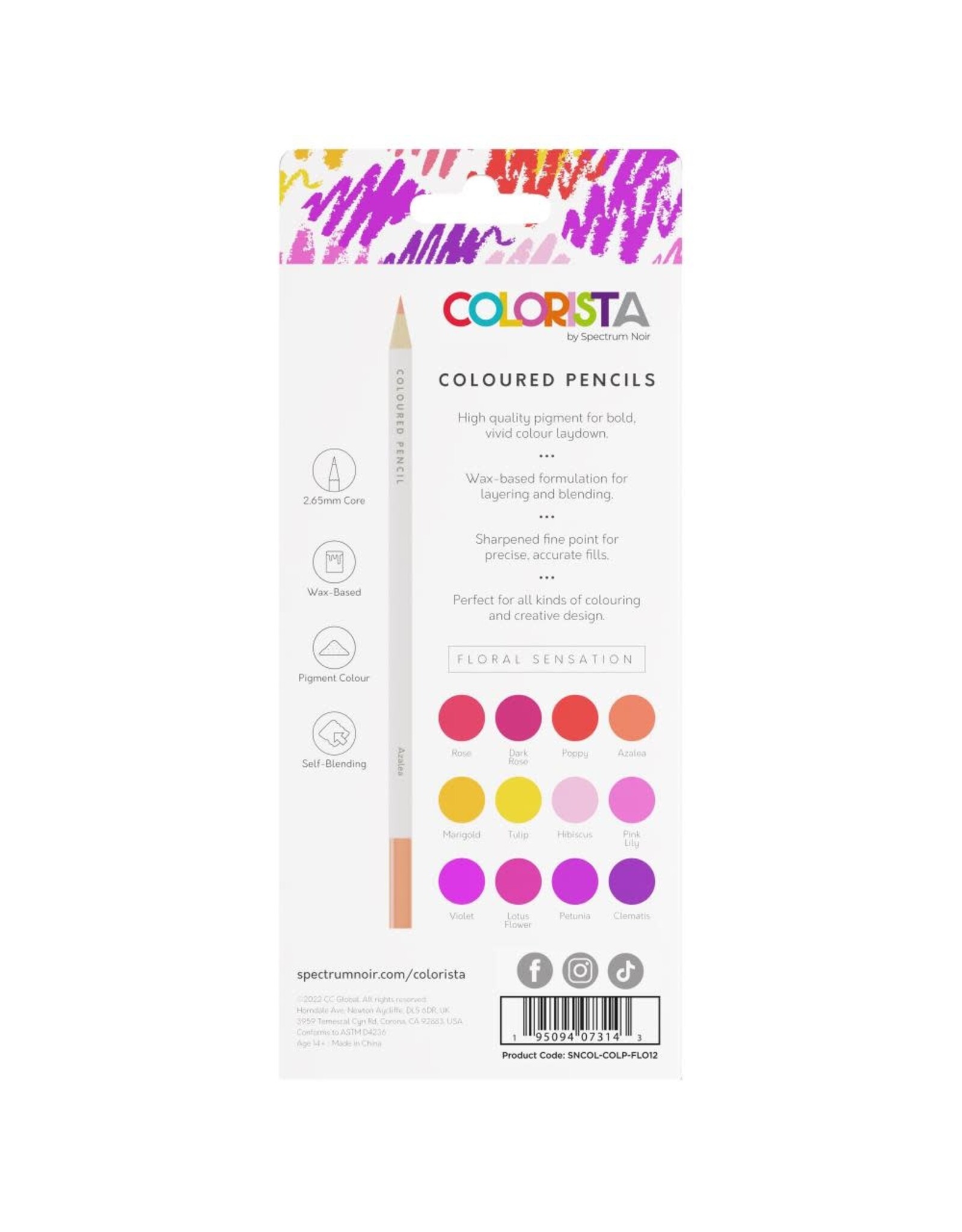 SPECTRUM NOIR SPECTRUM NOIR COLORISTA FLORAL SENSATION COLOURED PENCILS 12/PK